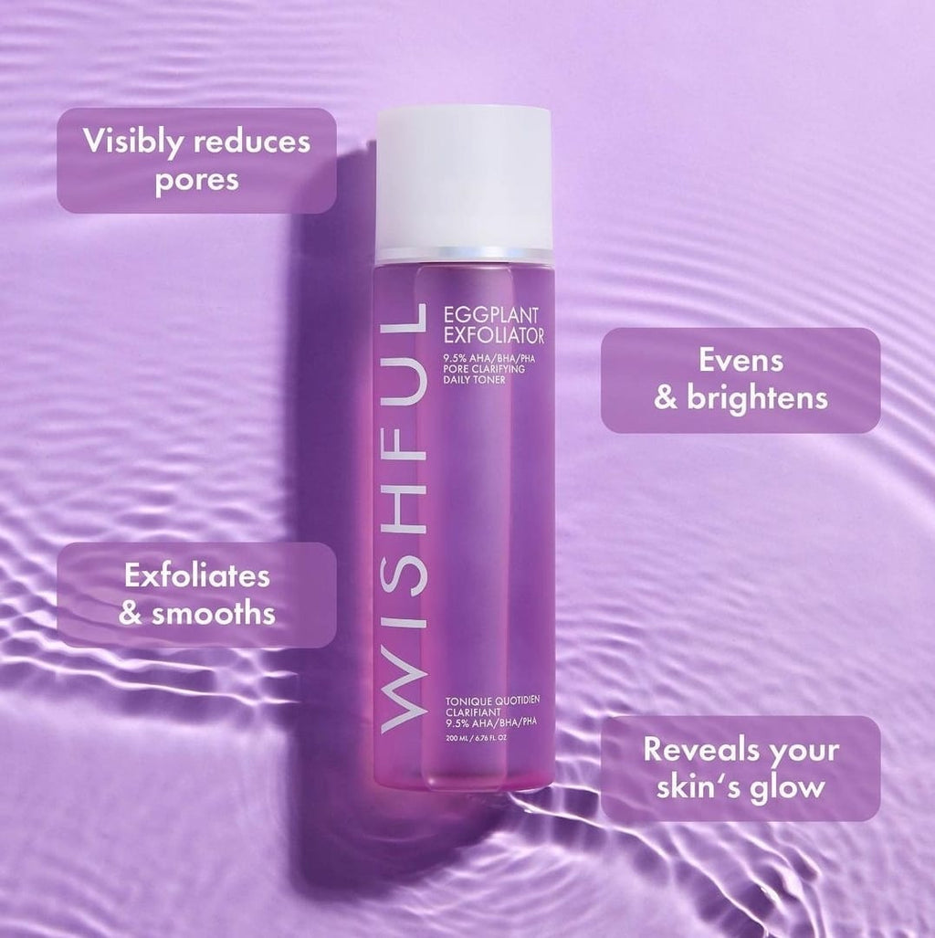 Wishful Eggplant Exfoliator 9.5% AHA/BHA/PHA Pore Clarifying Daily Toner 200 ml